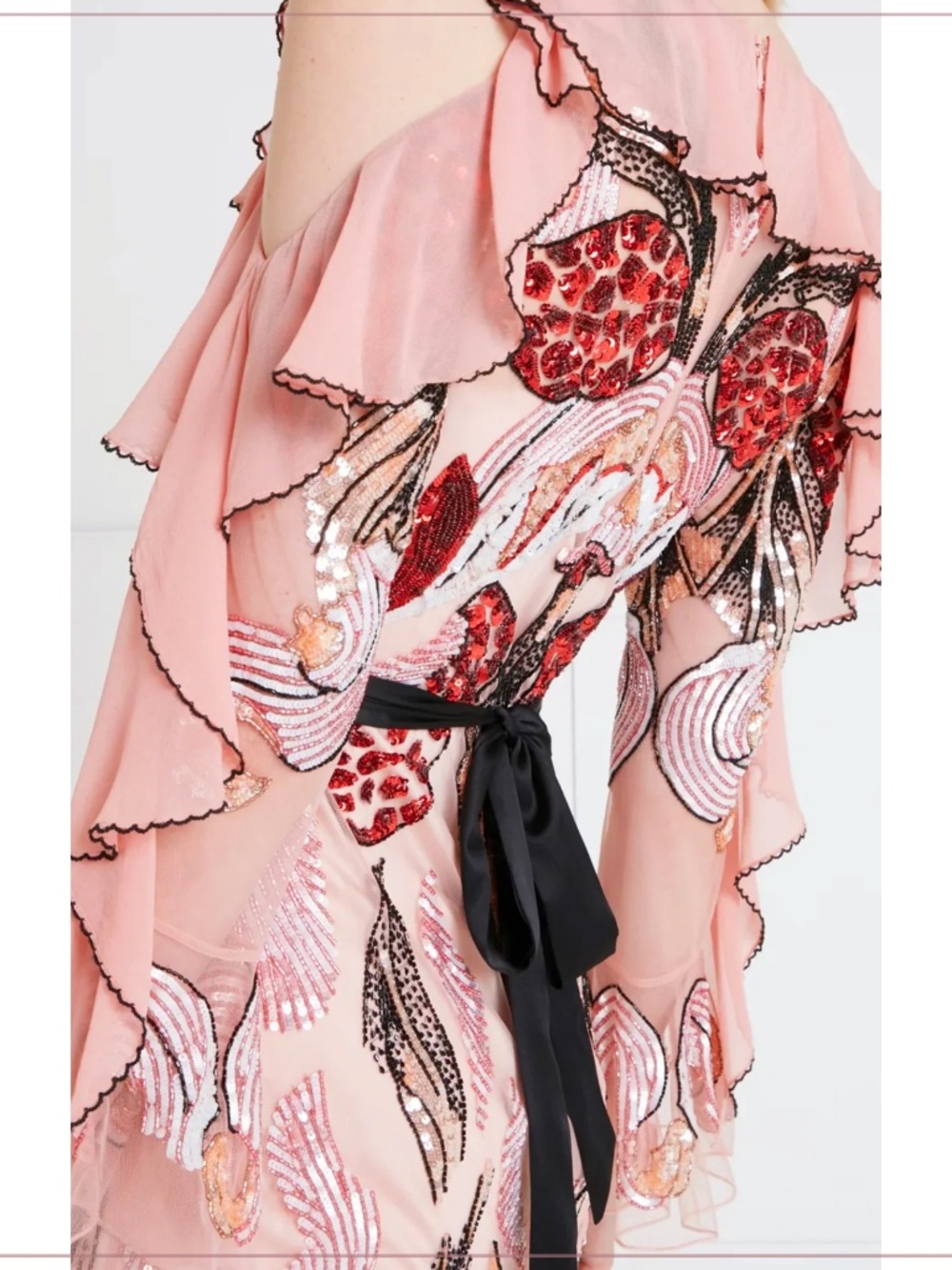 $3910 Temperley London ‘Amaya’ Embellished Rosewater Ruffle Runway Midi Dress - Picture 9 of 15